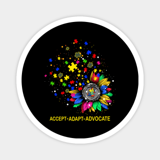 Accept Adapt Advocate Sunflower Autism Awareness Magnet